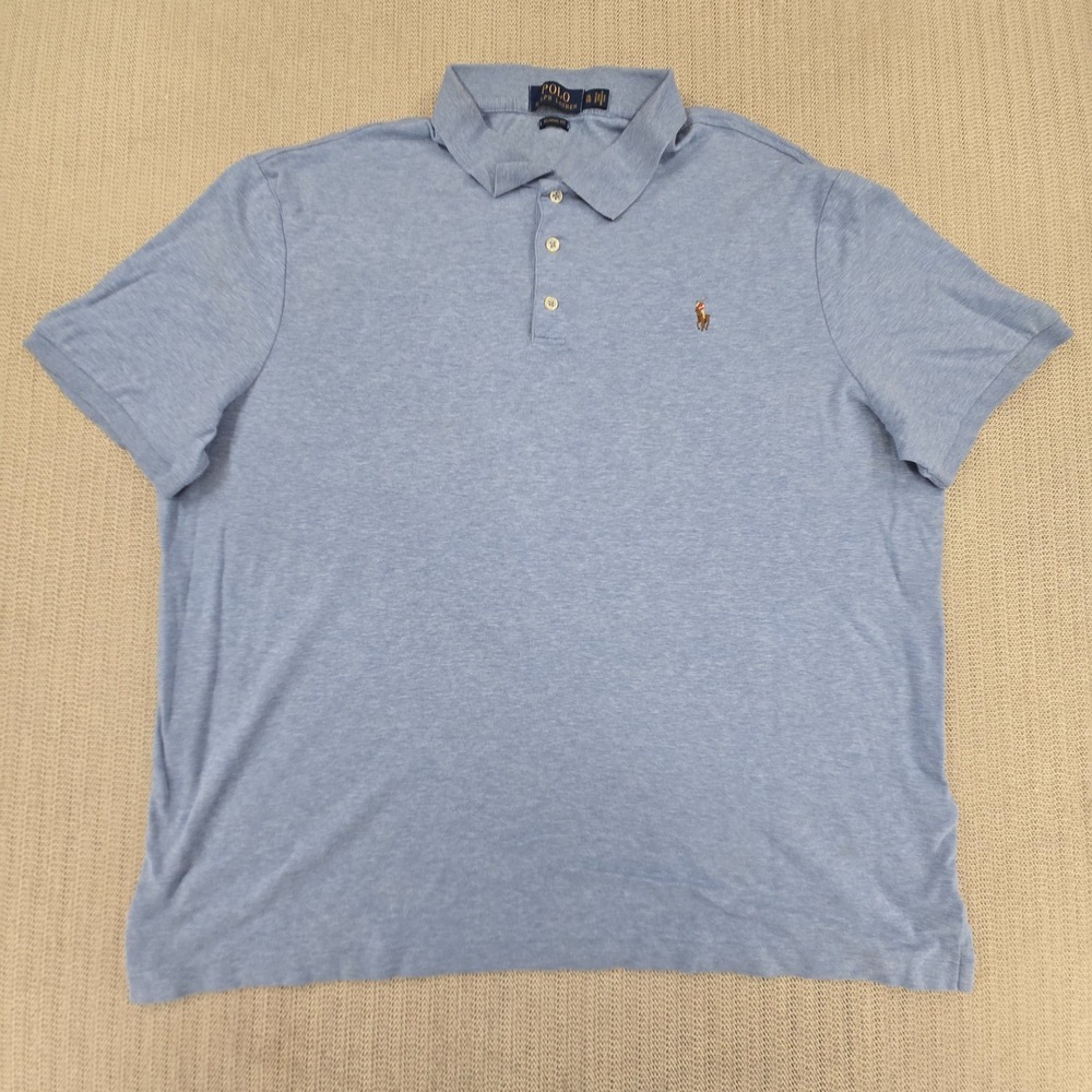 Polo Ralph Lauren Shirt Mens XL Blue Flesh Pony Short Sleeve Cotton Preppy